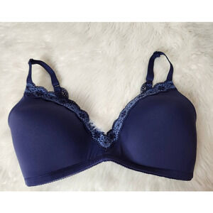 Aerie Womens Bra‎ Blue Scalloped Lace Adjustable Strap Nylon Blend Solid 34DD